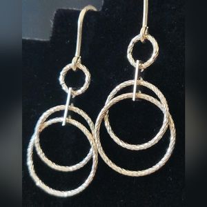 Dainty silver hoop drop earrings